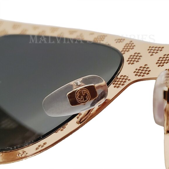 GUCCI SUNGLASSES GG 4266/S GOLD COPPER DIAMOND GG MONOGRAM LOGO FRAME - Picture 9 of 11